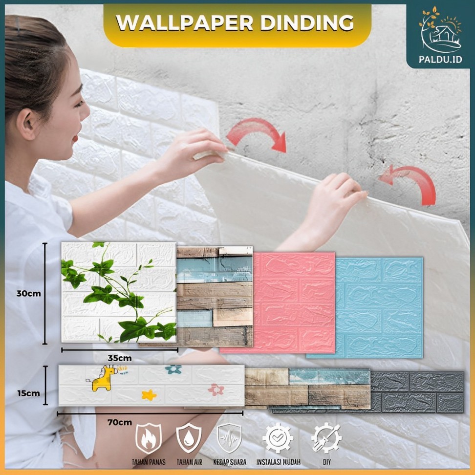 Paldu ID - Wallpaper Dinding 3D Foam Kamar Tidur Aesthetic Ruang Plafon Tamu Batu Bata Dekorasi