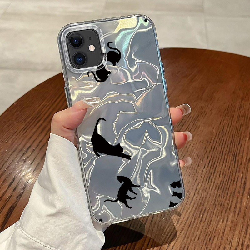 Casing Hp Untuk iPhone 11 Pro Max 12 Pro Max 13 14 15 Case Fashion Couples Laser Kesing Busa Tembus 