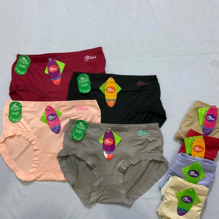 havr- Celana Dalam Wanita Polini 1232 Polos 3 & 6 Pcs Seksi Katun Dewasa