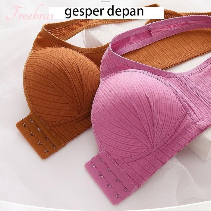 havr- Lembut Push Up Bra Seamless Pakaian Dalam Wanita Bh Tanpa Kawat Kancing Depan Dewasa