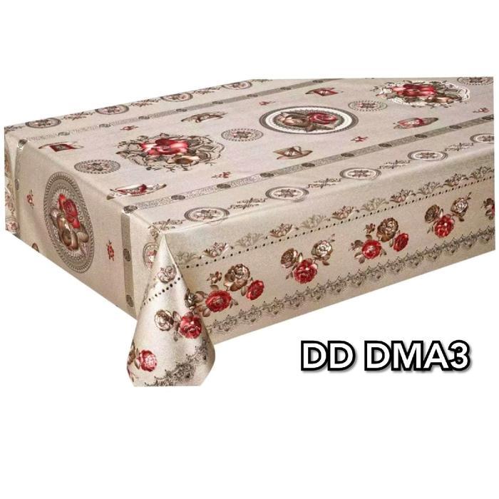 Taplak Meja Tamu Lentur Panjang Meteran Taplak PVC gold Mewah Waterproof