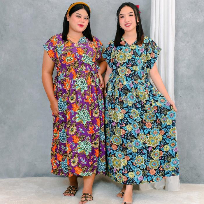 New [Kencana Ungu] Daster Panjang slempang Ld 115 Cm Daster busui Daster Tali samping Daster rumahan