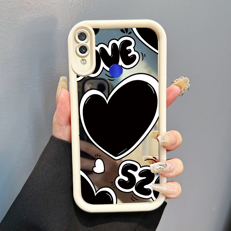 Casing Hp Untuk Xiaomi Redmi Note 7 Redmi Note 7s Redmi Note 7 Pro Case Cartoon Heart Makeup Cermin 
