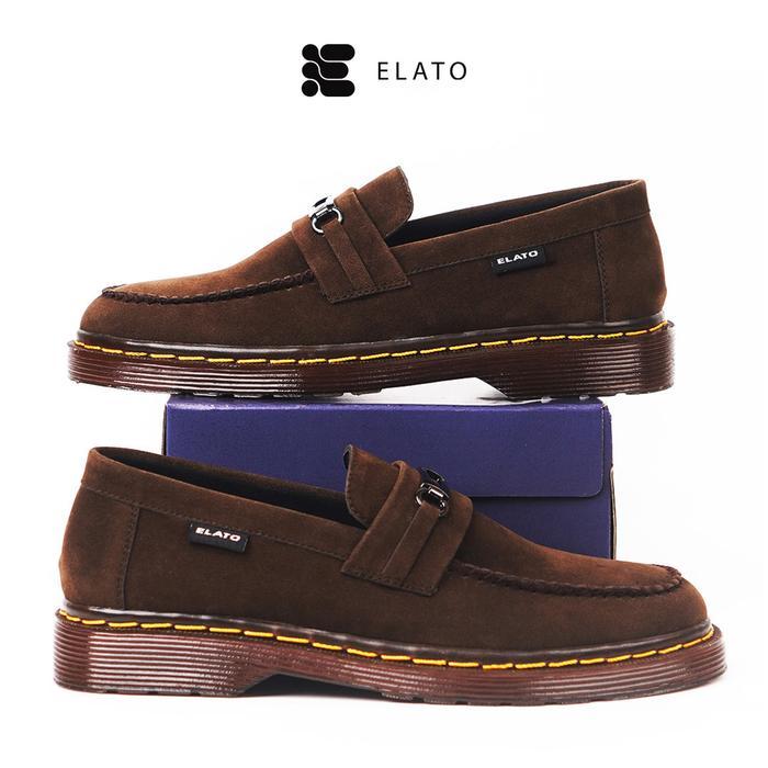 ELATO - SEPATU LOAFERS PRIA KASUAL FLAT SHOES SUEDE HITAM COKLAT - WILSON