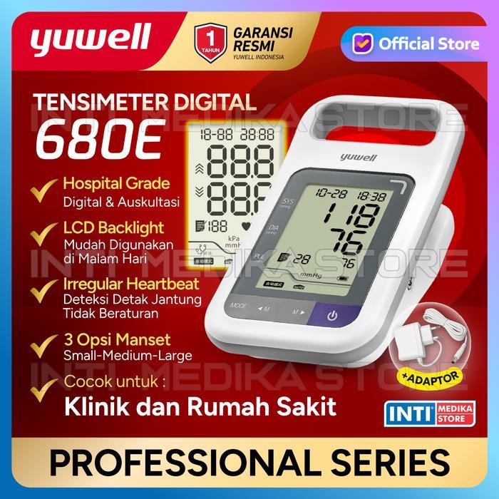 Yuwell - Tensimeter Digital Hospital Grade Ye 680E Dengan Layar Besar Lcd Backlight Alat Ukur
