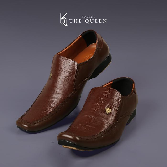[FLASHSALE] KQ Indonesia Sepatu Pantopel Pria K-501 Original Kulit Asli - Brown