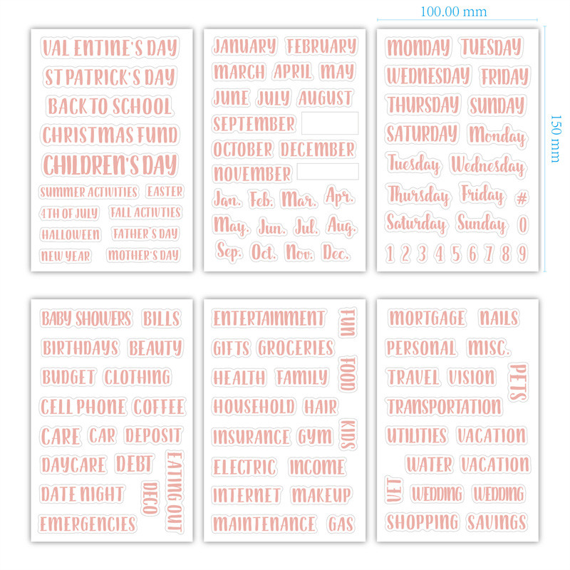 6/4 Sheets Cash Envelope Label Sticker Budget Cash Envelope Stickers System Planner PVC Stickers Bud