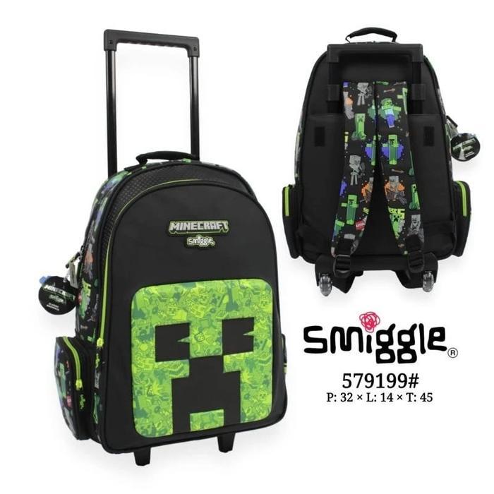 Smiggle Trolley Minecraft/Tas Troli Smiggle Minecraft/Troli Backpack