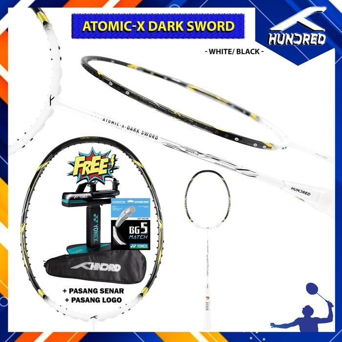 RAKET BADMINTON HUNDRED ATOMIC - X / ATOMIC-X DARK SWORD - WHITE