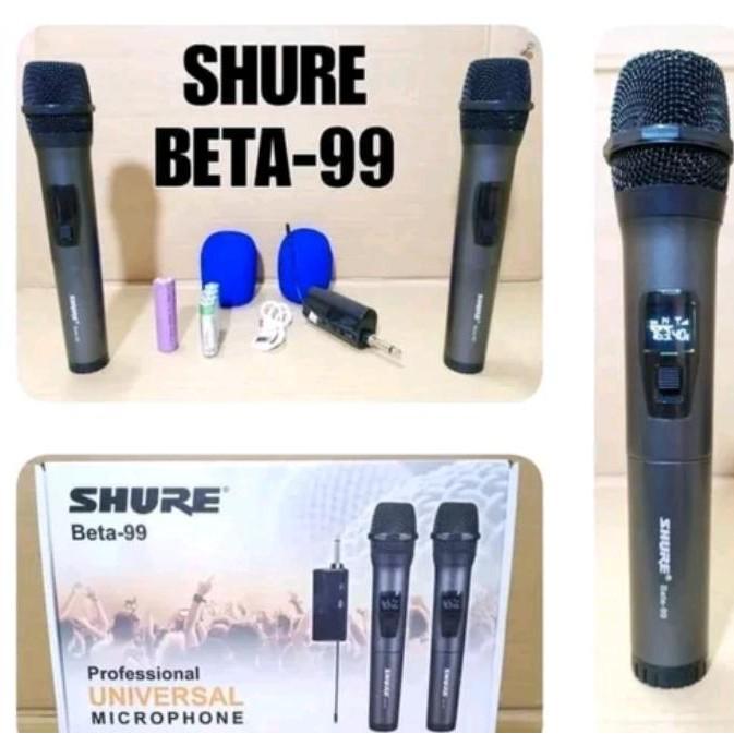 Mic Wireless Shure Beta 99 / Beta-99 Double Mic Putih Dan Hitam Ready