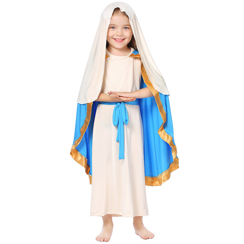 Halloween cosplay Virgin Mary costume Shepherd's sleeveless robe shawl Bible era dress Virgin Mary