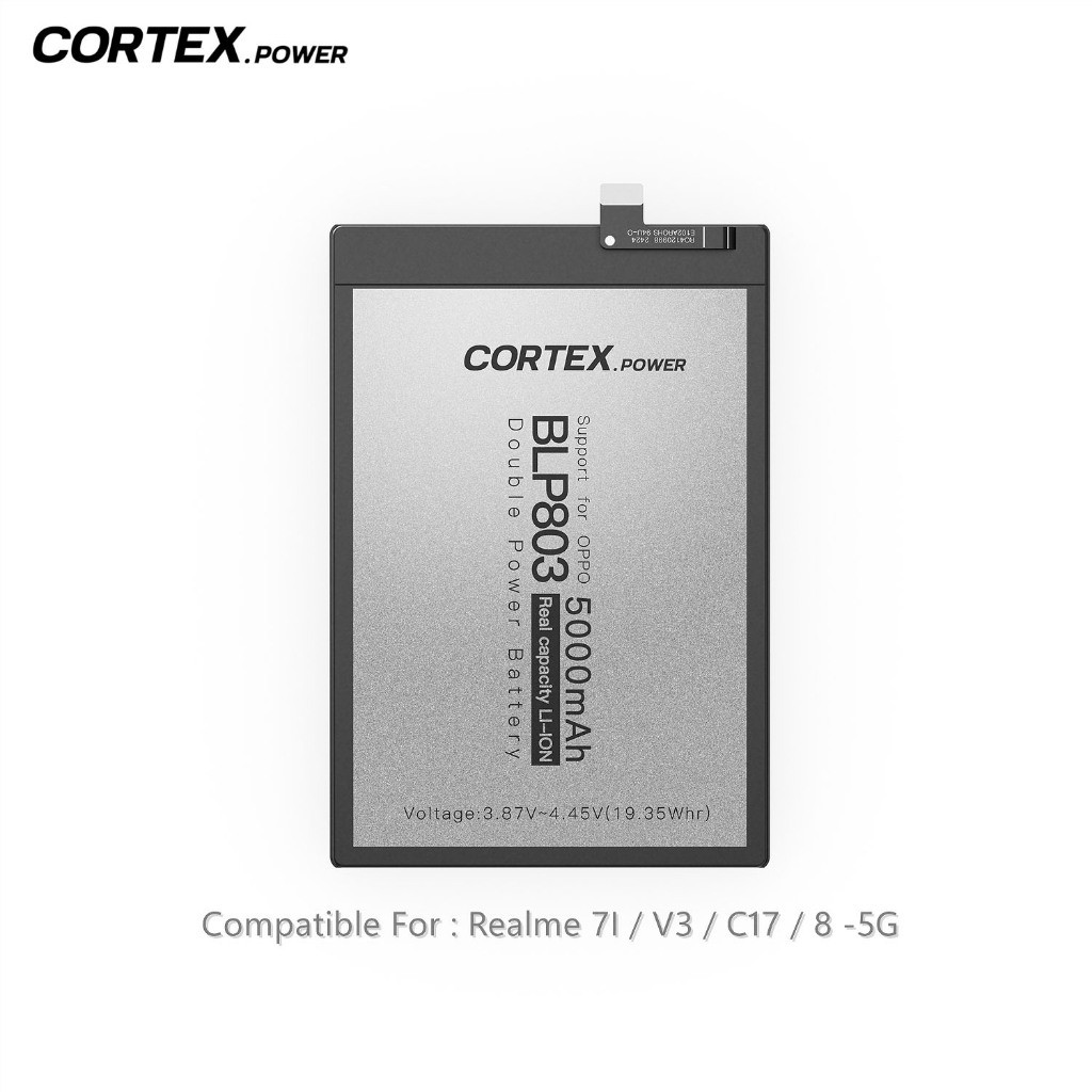 Cortex Power - Baterai BLP803 Compatible for Realme 7I / 8 5G / V3 / C17 Double Power IC Real