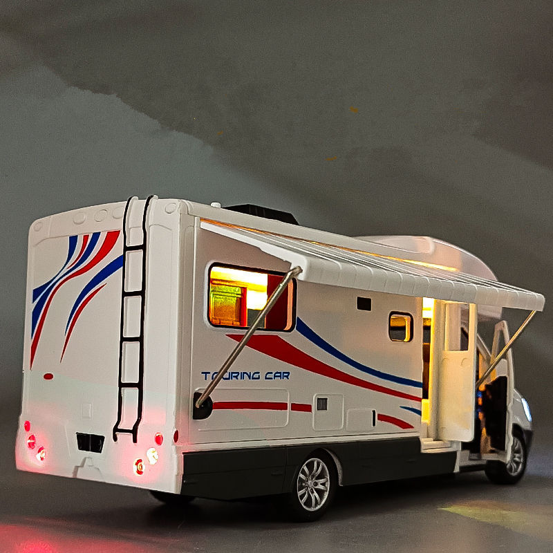 1:28 Diecast Luxury Rv Recreational Vehicle Car Model Metal Camper Van Motorhome Touring Car Model