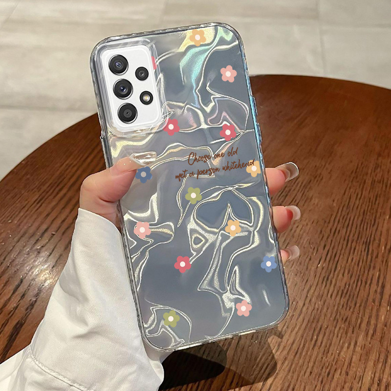 Casing Hp Untuk Samsung Galaxy A52 4G A52 5G A52s 5G A71 Case Kartun bunga Mode Lucu Laser Kesing Bu