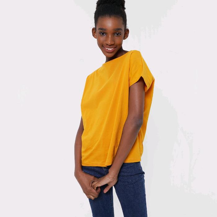 TERMURAH KOZE - Woman Comfort Mustard Yellow T-shirt - Kaos Polos Wanita Kuning Mustard