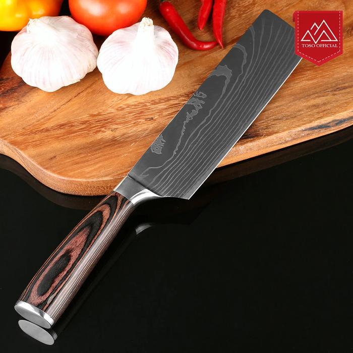 Pisau Dapur Chef Knife Damascus Pattern - 7 Inch Santoku Cleaver Knife
