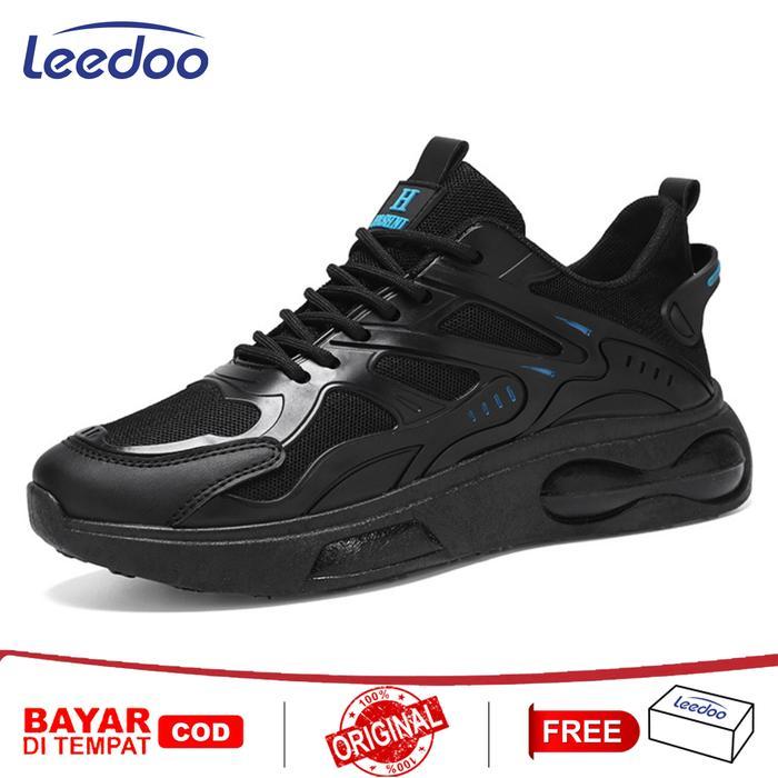 Eiger - Sepatu Running Pria Sepatu Lari Sneakers Cowok Outdoor Kulit Shoes Hitam Antiselip Sepatu