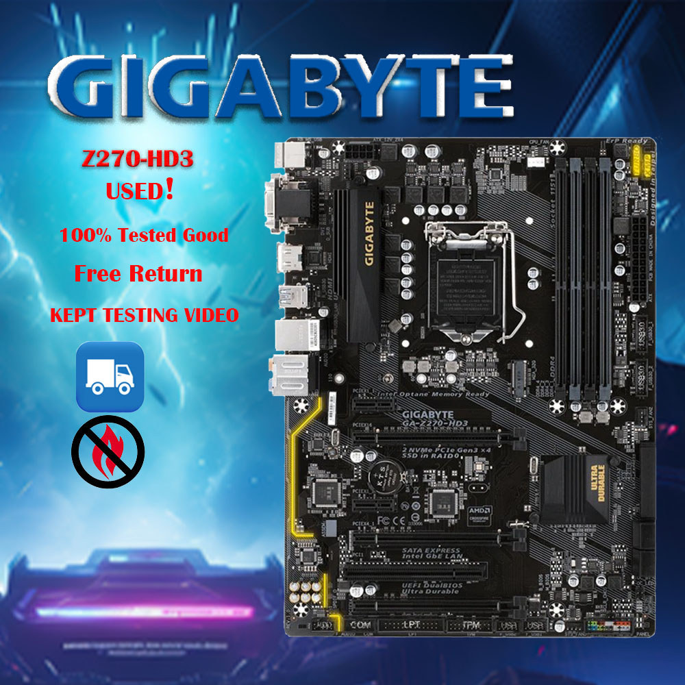 Gigabyte GA-Z270-HD3 Original Desktop Z270 Motherboard LGA 1151 DDR4 USB3.0 SATA M.2