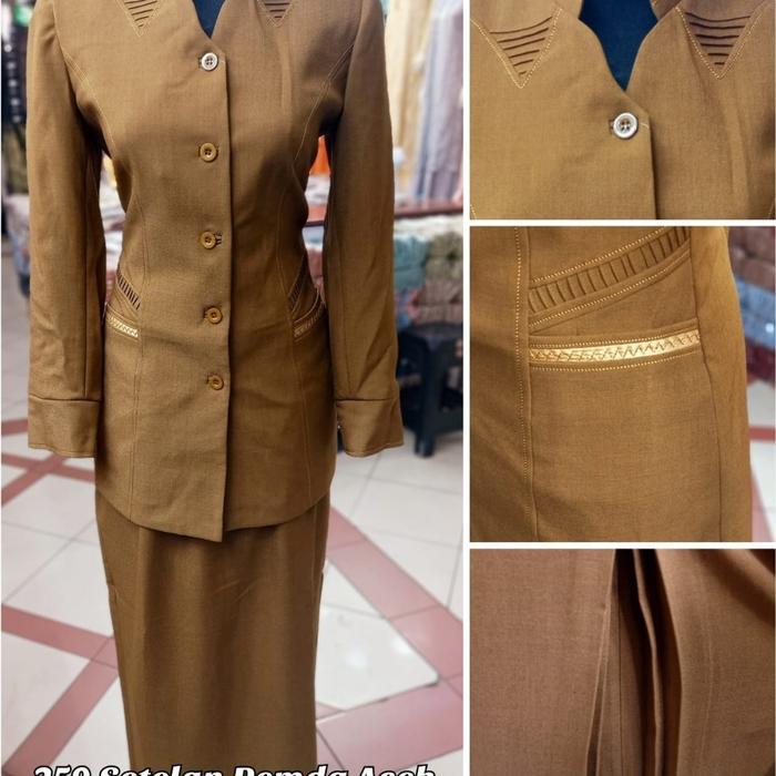 Setelan baju blazer dinas Pemda PNS cewek wanita coklat tua muslimah