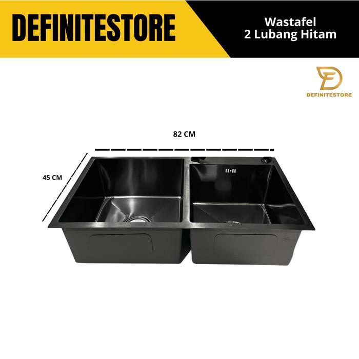 BersihNOw- Kitchen Sink 2 Lubang Wastafel Cuci Piring 2 Lubang Bak Cuci Piring 2 Lubang Stainless