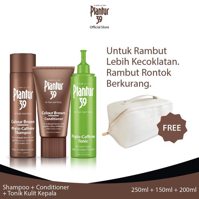 Paket Plantur 39 Brown Untuk Rambut Uban Dan Kerontokan Rambut Wanita Free Makeup Pouch