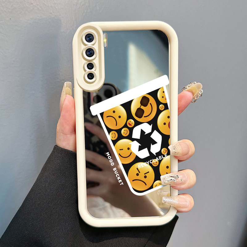 Casing Hp OPPO A91 OPPO F15 OPPO Reno 3 Case HP Casing pola Cangkir tas emosi Kartun Kasing cermin C