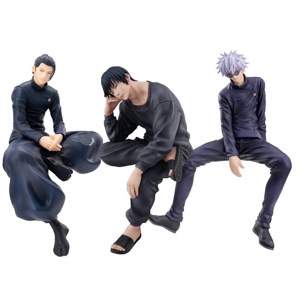 Jjk Anime Figures Gojo Satoru Geto Suguru Figure Fushiguro Toji Sitting Posture Doll Pvc El Toys