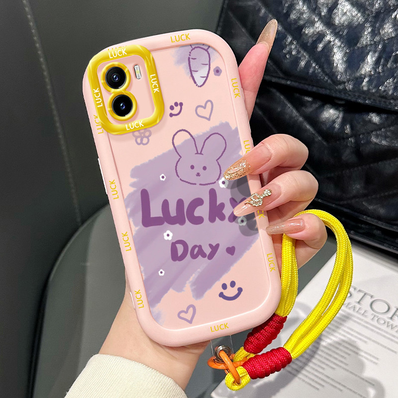 Casing Hp untuk VIVO Y15S Y15A Y15C Y01 Case Casing HP Softcase silikon Kasing lanyard pribadi penut