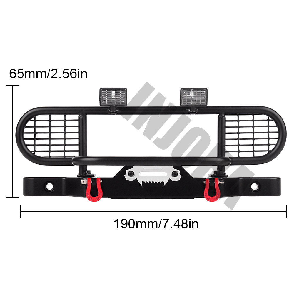 Injora Metal Front Camel Trophy Bumper With Light For 1/10 Rc Crawler Car Trx4 Trx-4 Defender