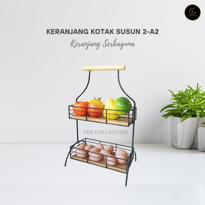 KERANJANG SUSUN KAYU - KERANJANG KOTAK SUSUN 2-A2 - KERANJANG BESI SERBAGUNA