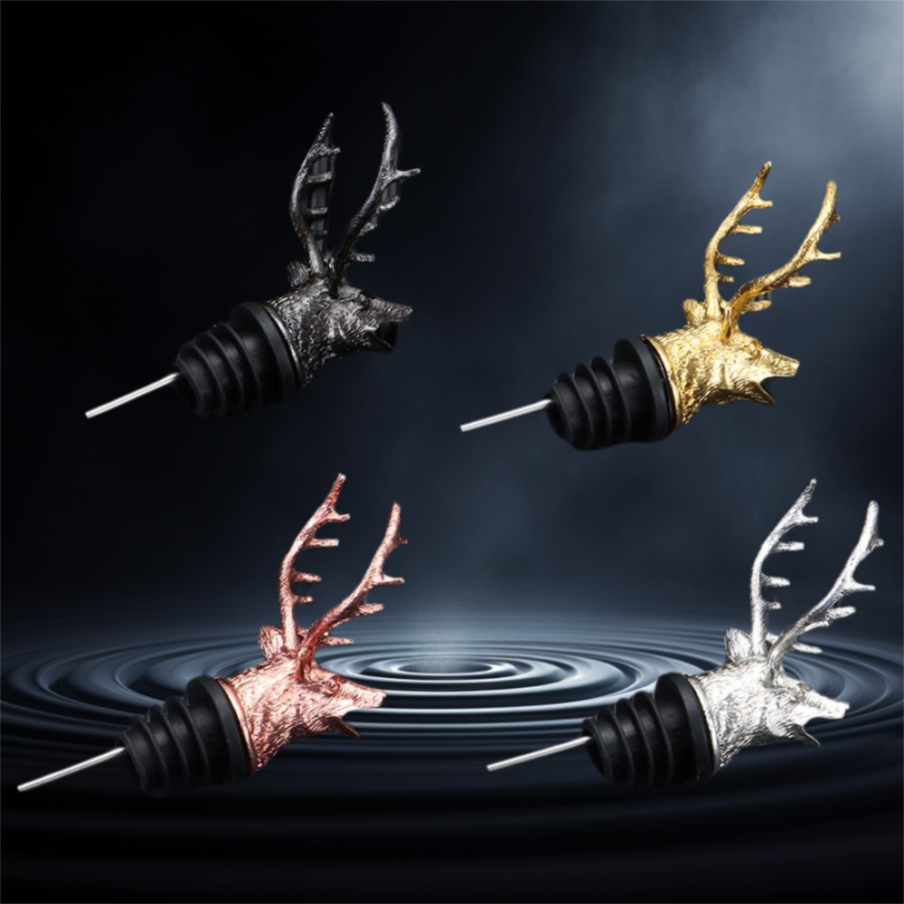 Elegant Zinc Alloy Deer Head Wine Pourer Unique Stag Wine Bottle Stoppers Wine Aerators Kitchen Bar