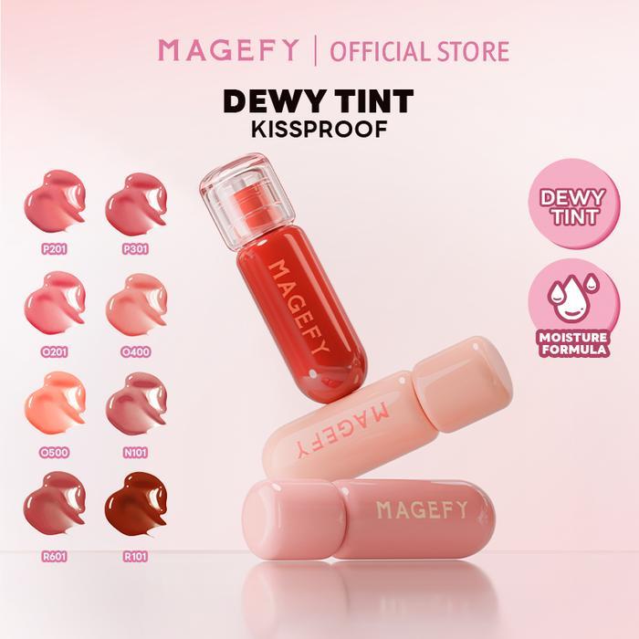 MAGEFY Hydro glow Dewy Tint Kissproof - Lip Gloss Glossy Tahan Lama, Tidak Luntur, Ringan,