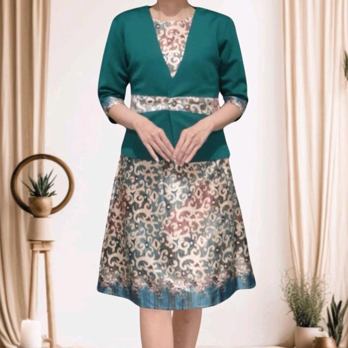 Murah Dress Blazer 1 Set 800 / Dress Satin Import + Blazer Scuba Terlaris