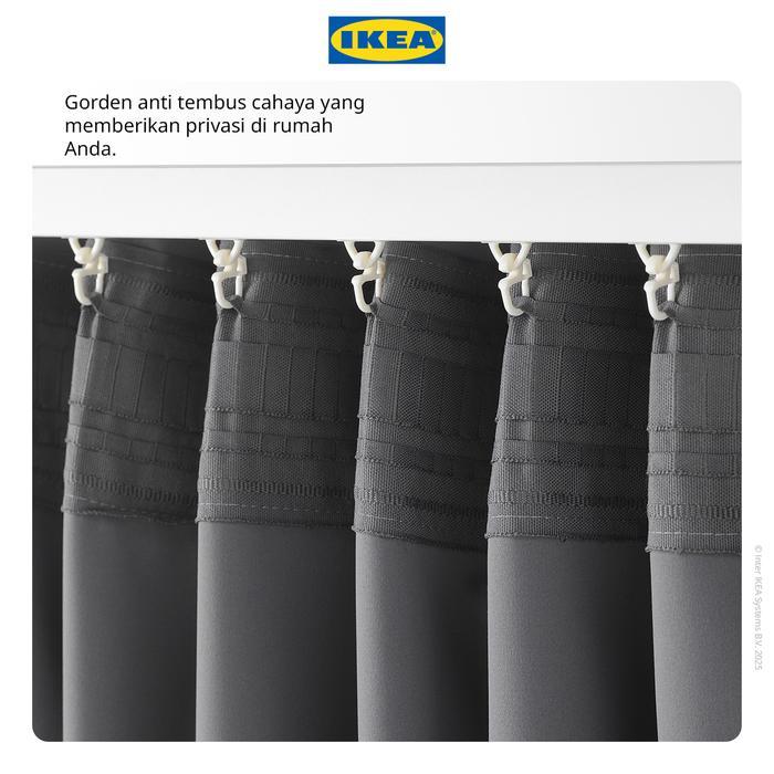 Ikea Majgull Gorden Anti Tembus Cahaya 1 Pasang Abu-Abu 145X250 Cm Terlaris