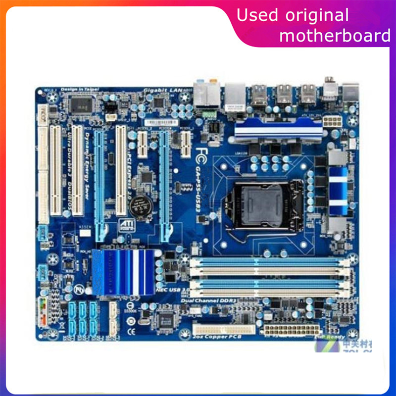 Used LGA 1156 For Intel P55 GA-P55-USB3 P55-USB3 Computer USB2.0 SATA2 Motherboard DDR3 16G Desktop 