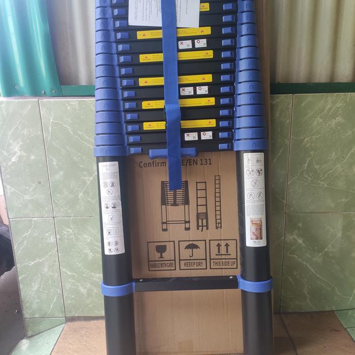 Paling Berkualitas Tangga Alumunium Teleskopik 6 Meter (Biru) Terlaris