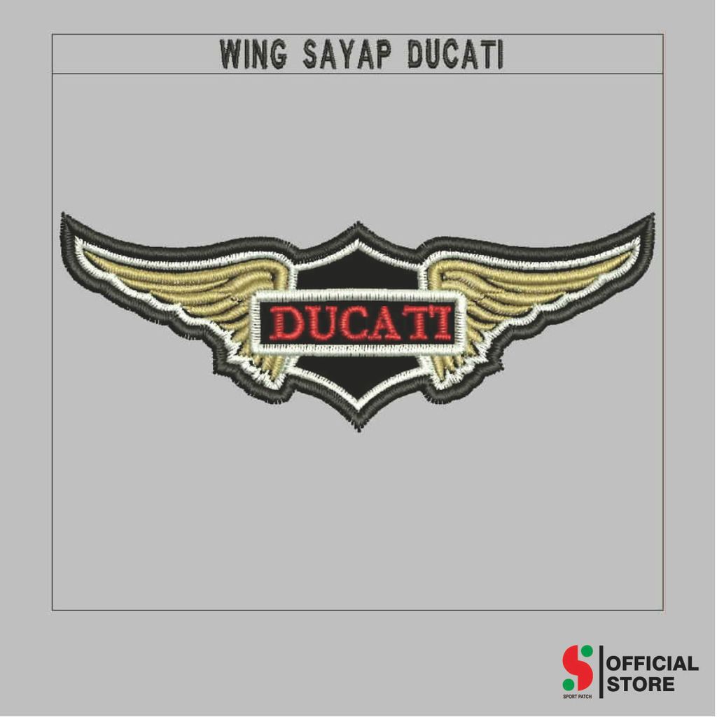 SPORT-668 PATCH DUCATI WING MOTORCYCLE RACING BORDIR KOMPUTER LOGO/EMBLEM BADGE