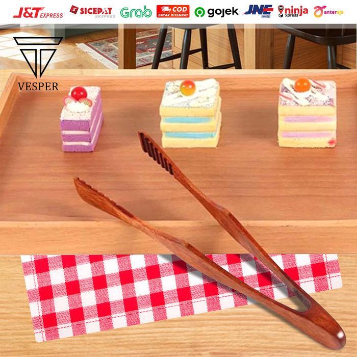 Axelons- Wooden Food Tong Clip / Capitan Makanan Kayu Bbq Kue Roti Daging Sayur
