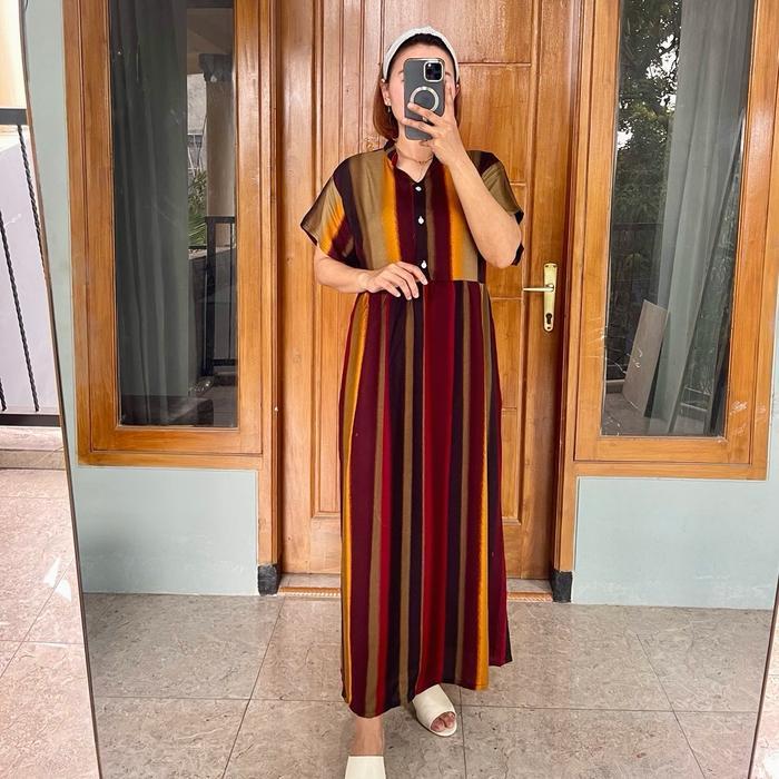 New New arival daster kerah shanghai ld 120 Kancing Rayon Busui Katun Nyaman Panjang Dress Bumil