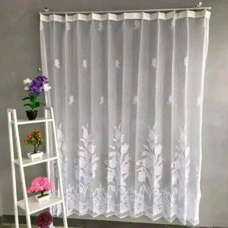 vitrase gorden putih polos 2 meter/gorden putih transparan/dalaman gorden/gorden siang/gorden murah 