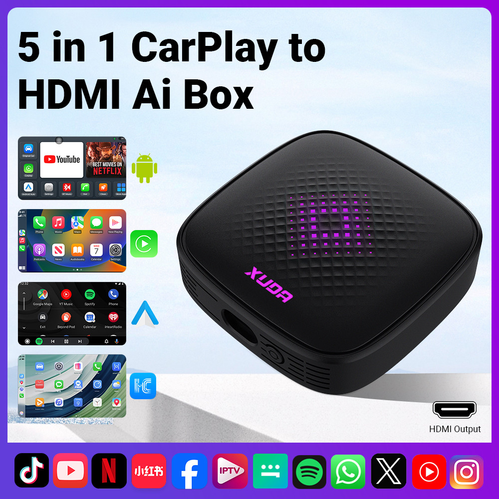 2025 XUDA CS6 Android TV Box Wireless Carplay Android Auto For Youtube Netflix Iptv HD Output 5GHZ