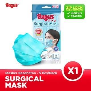 Bagus Surgical Mask 3 Ply 1 Pack Isi 5 Pcs / Masker Bagus Surgical Gercep