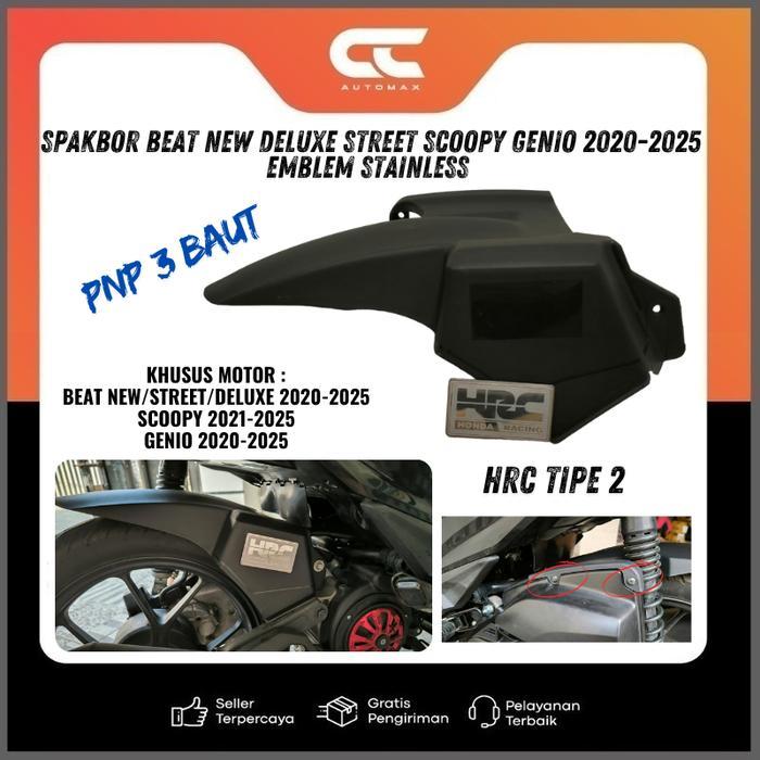 SPAKBOR KOLONG BEAT NEW DELUXE STREET SCOOPY GENIO 2020-2025 PNP 3 BAUT + EMBLEM STAINLESS SUDAH