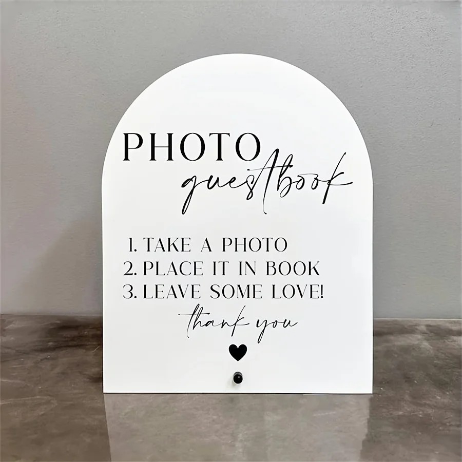 Elegant Acrylic Wedding Photo Guest Book Sign With Stand - Perfect For Ceremony & Reception,