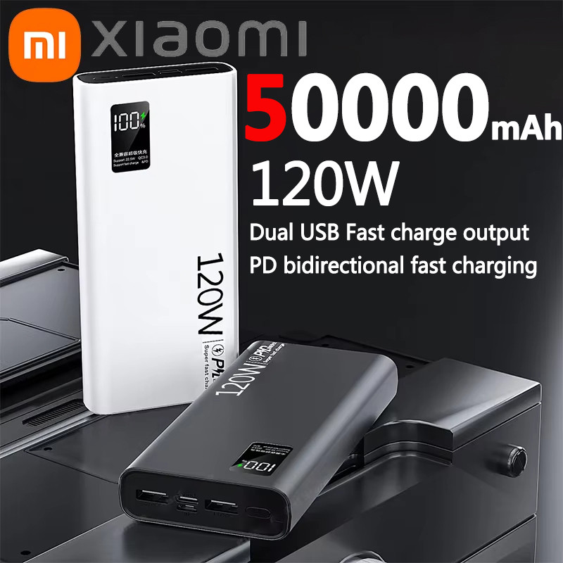 30000Mah Original Mobile 50000Mah Power Bank 120W Two-Way Fast Charging External Battery Compatible
