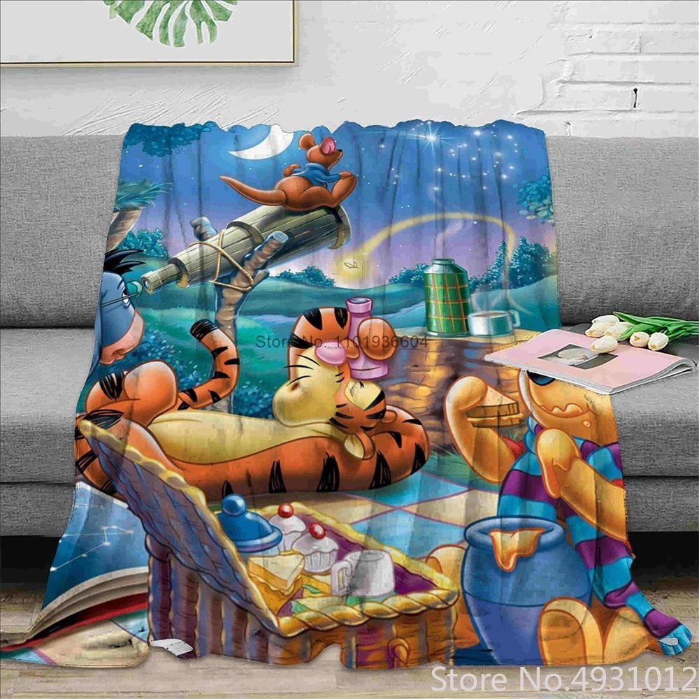 Disney Cute Winnie Eeyore Tigger Blankets Bedding Throw for Bed Sofa Fleece Blanket Baby Boys Girls 