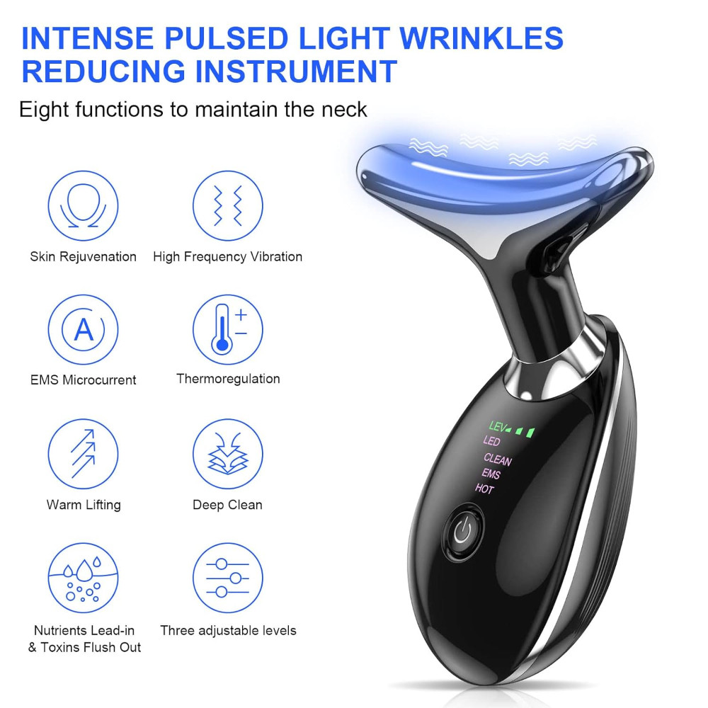 EMS Neck Face Firming Wrinkle Removal Tool Double Chin Reducer Vibration Electric Portable Microcurr