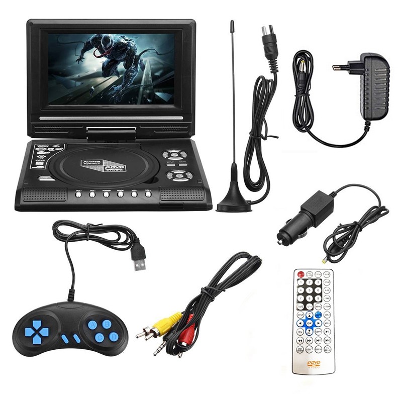 Portable 7.8 Inch TV Home Car DVD Player HD VCD CD MP3 HD EVD Player With TV/FM/USB/Game Function-EU