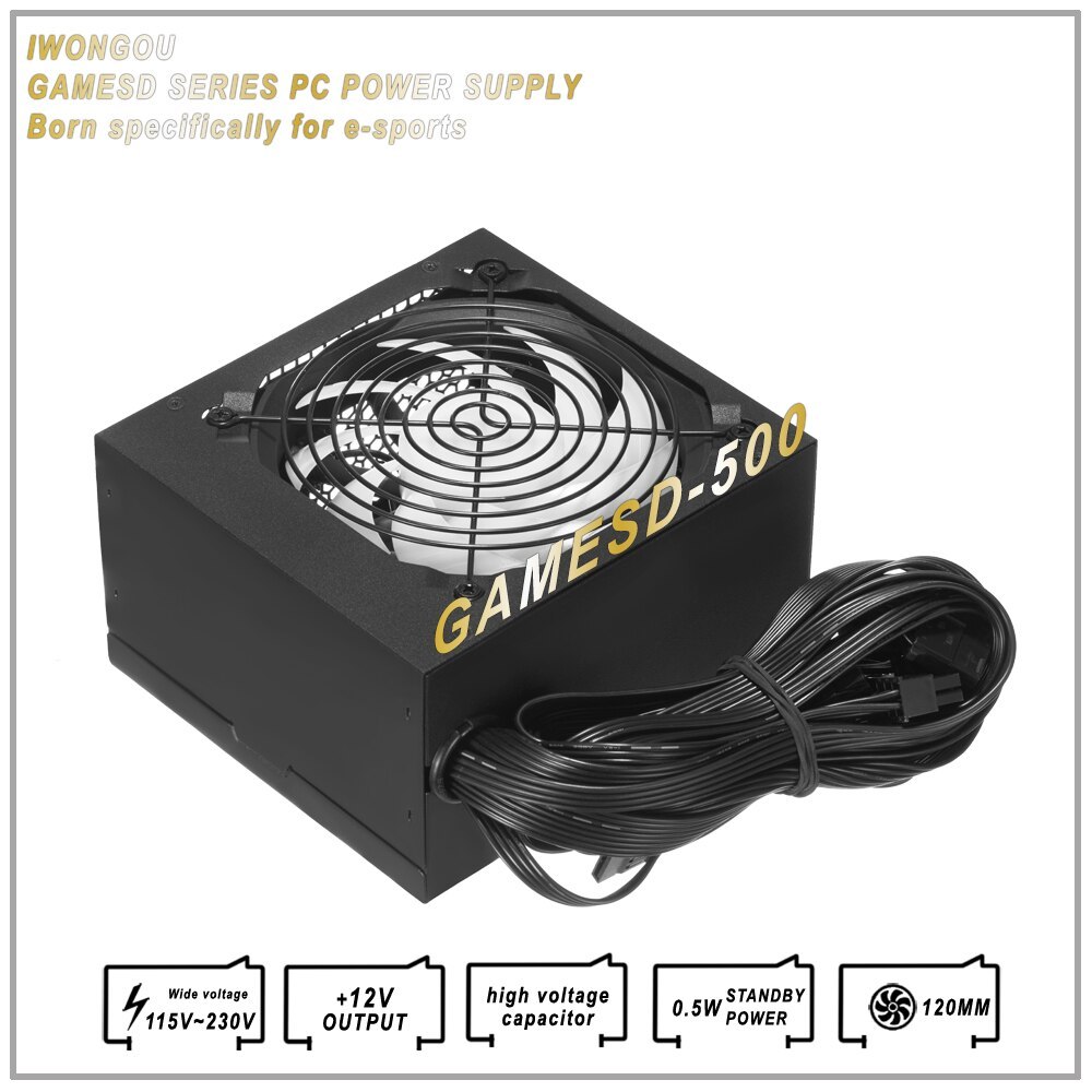 IWONGOU Power Supply for PC 300W 400W 500W 600W Pc Font 110V/220V Active PFC Pico Psu 110V/220V Powe