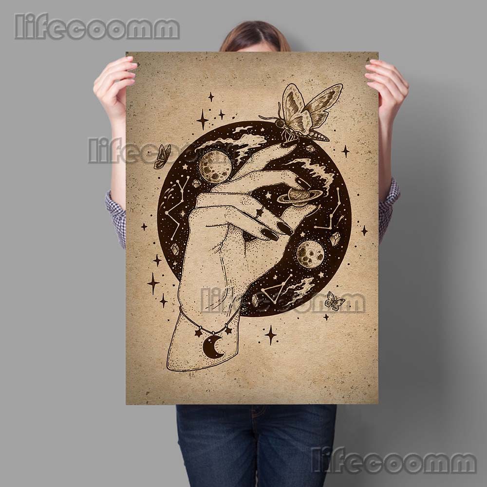 Nature Witch Satanic Art Poster And Print Witchcraft And Magic Retro Cartoon Print Wall Art Canvas P